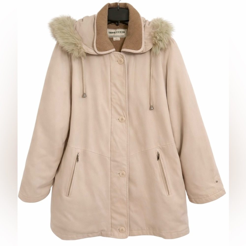 Fitz-Wright Winter Coat Jacket Parka Tan Cream Fu… - image 2